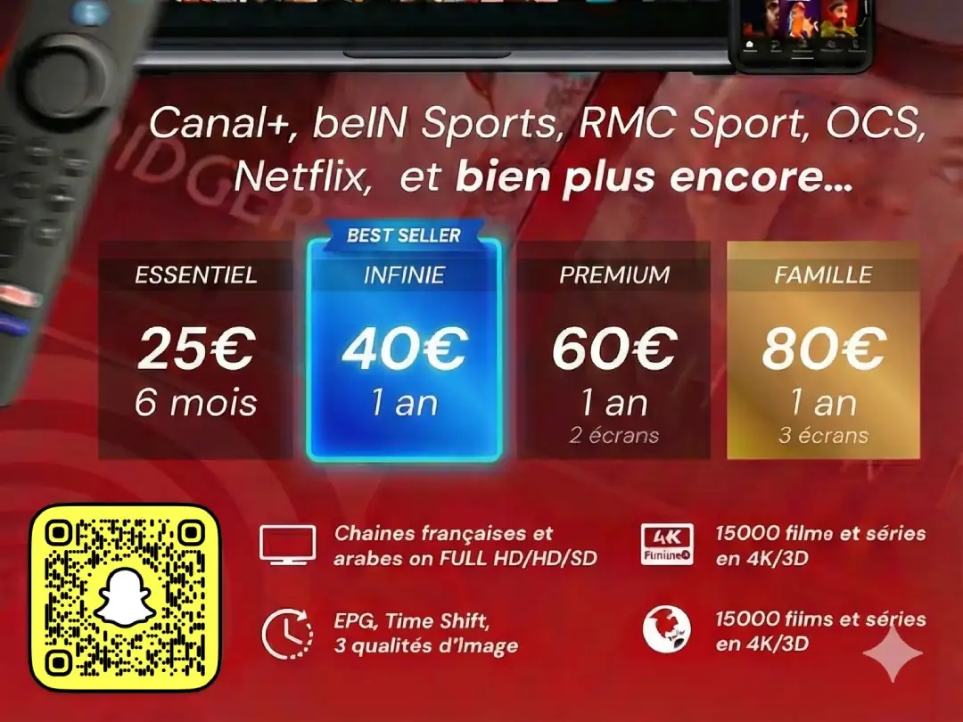 IPTV - +5 000 chaines - + 21 000 films - + 3 000 séries - 