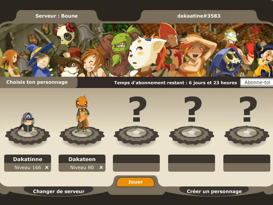 Compte Dofus Retro Boune – Enutrof 166 + Pandawa 80